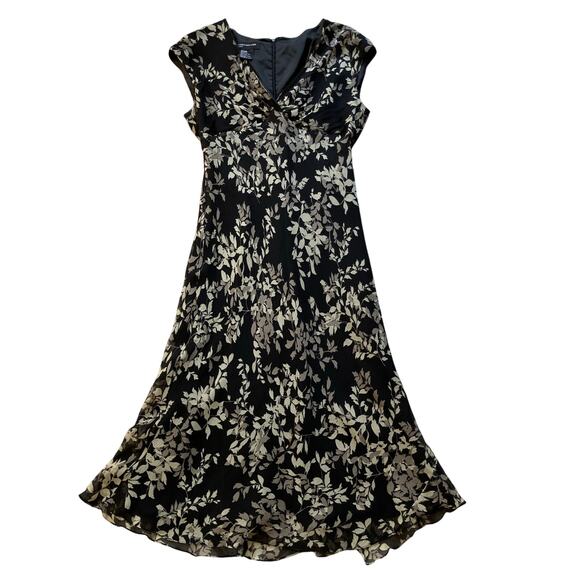 Jones New York Y2K Boho Silk Midi Slip Dress Size 14 Brown Floral - Picture 1 of 6